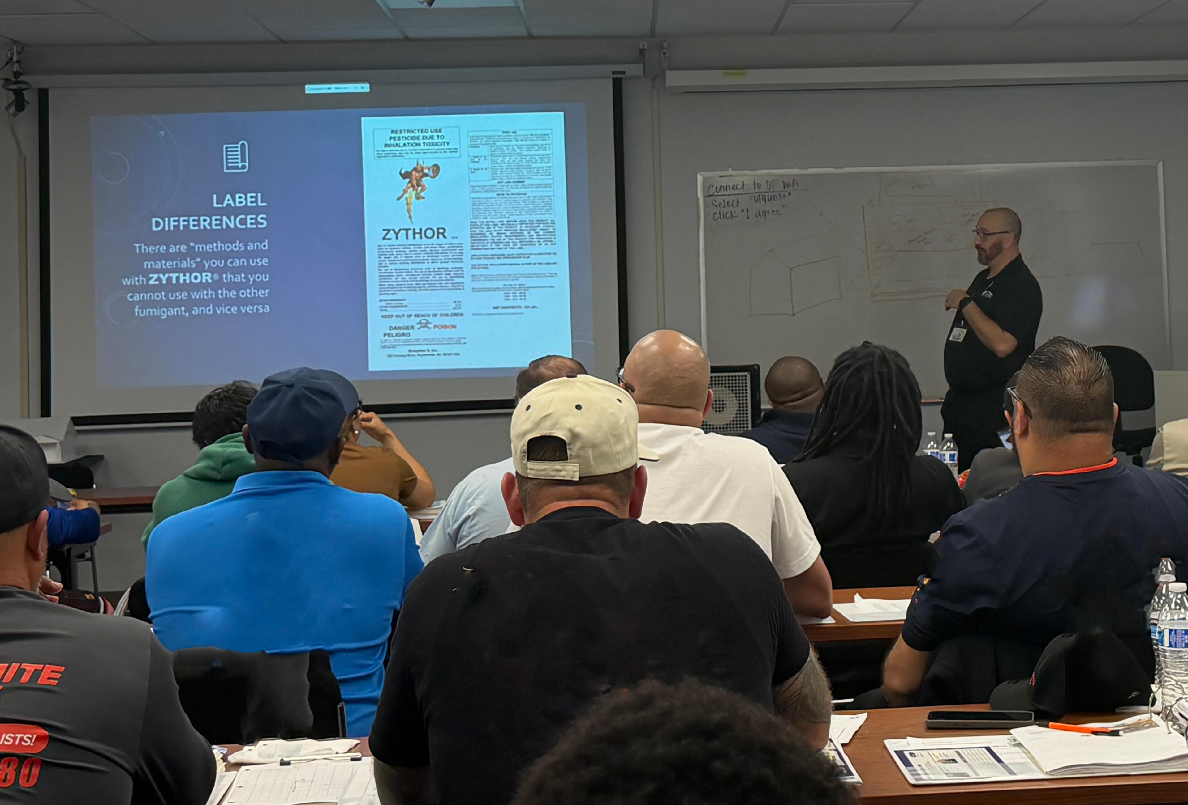 Luis Gonzalez teaching a Fumigation Measurement Class at a California Fumigation School in 2025